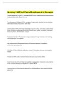 Nursing 104 Final Exam Questions And Answers