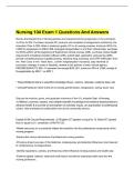 Nursing 104 Exam 1 Questions And Answers