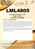 LML4805 Assignment 2 &lpar;COMPLETE ANSWERS&rpar; Semester 1 2026  - DUE April 2026