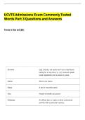 UCVTS Admissions Exam Commonly Tested Words Part 3 Questions and Answers