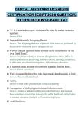 DENTAL ASSISTANT LICENSURE CERTIFICATION SCRIPT 2026 QUESTIONS WITH SOLUTIONS GRADED A&plus;