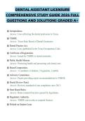DENTAL ASSISTANT LICENSURE COMPREHENSIVE STUDY GUIDE 2026 FULL QUESTIONS AND SOLUTIONS GRADED A&plus;