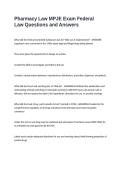 Pharmacy Law MPJE Exam Federal Law Questions and Answers