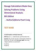 Dosage Calculations Made Easy 8th Edition Test Bank &vert; Craig Nursing Test Bank 2026 &vert; Dimensional Analysis NCLEX Practice MCQs