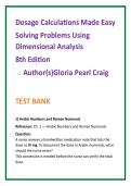 Dosage Calculations Made Easy 8th Ed Test Bank &vert; Gloria Craig Nursing TestBank2026 &vert; Dimensional Analysis DosageCalculations MCQs