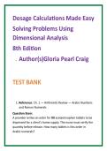 Nursing TestBank2026&colon; Dosage Calculations Made Easy 8th Ed Test Bank &vert; Dimensional Analysis MCQs &vert; Nursing Math Exam Questions