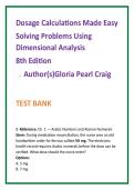 Dosage Calculations Made Easy 8th Ed Test Bank &vert; Nursing Test Bank 2026 &vert; Dimensional Analysis MCQs &plus; Rationales
