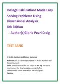 Dosage Calculations Made Easy 8th Ed Test Bank &vert; Craig Nursing TestBank2026 &vert; Dimensional Analysis MCQs & Med Math Practice