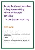 Nursing TestBank2026&colon; Dosage Calculations Made Easy 8th Ed Test Bank &vert; Craig MCQs &vert; Dimensional Analysis Nursing Exam Questions