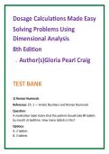 Nursing TestBank2026&colon; DosageCalculations Test Bank &vert; Craig 8th Edition MCQs &vert; Dimensional Analysis Nursing Exam Questions