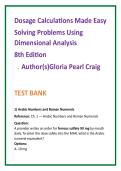 Nursing TestBank2026&colon; Dosage Calculations Test Bank &vert; Craig 8th Ed &vert; Dimensional Analysis NCLEX MCQs & Medication Math Study Guide