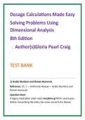 Dosage Calculations Made Easy 8th Ed Test Bank &vert; Craig Nursing Test Bank 2026 &vert; Dimensional Analysis MCQs & Medication Math Guide