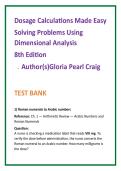 Nursing TestBank2026&colon; DosageCalculations Test Bank &vert; Dimensional Analysis Nursing MCQs &vert; Gloria Craig 8th Ed &vert; NCLEX Medication Math Practice