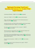 Nightingale Physiology Final Exam &vert;  Questions and Answers &vert; A&plus; Graded &vert; With   Expert Solutions
