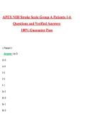 APEX NIH Stroke Scale Group A Patient 1-6 2026 &vert; Complete Questions and Guide Answers&comma; 100&percnt; Verified Graded A&plus;