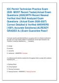 ICC Permit Technician Practice Exam  2026  MOST Recent Tested&comma;Actual Exam  Questions &lpar;2026&rpar;WITH Recent Newest  Verified And Well Analyzed Exam  Questions  &lpar;Actual Exam 2026-2027&rpar;  Correct Detailed & Verified ANSWERS  &lpar;100&percnt; Accurate Solutions&rpar;&vert;&vert;ALREADY  GR