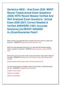 Geriatrics HESI &ndash; final Exam 2026  MOST  Recent Tested&comma;Actual Exam Questions  &lpar;2026&rpar; WITH Recent Newest Verified And  Well Analyzed Exam Questions  &lpar;Actual  Exam 2026-2027&rpar; Correct Detailed &  Verified ANSWERS &lpar;100&percnt; Accurate  Solutions&rpar;&vert;&vert;ALREADY GRADED  A