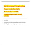 NR 507&colon; Advanced Pathophysiology  Midterm Practice Examination  Chamberlain University &vert; 2026  150 Questions with Answers & Expert  Rationales