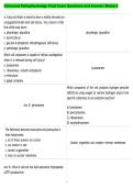 Advanced Pathophysiology Final Exam Questions and Answers Rated A