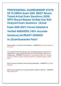 PROFESSIONAL GUARDIANSHIP STATE  OF FLORIDA Exam 2026  MOST Recent  Tested&comma;Actual Exam Questions &lpar;2026&rpar;  WITH Recent Newest Verified And Well  Analyzed Exam Questions  &lpar;Actual   Exam 2026-2027&rpar; Correct Detailed &   Verified ANSWERS &lpar;100&percnt; Accurate   Soluti