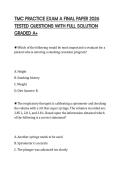 TMC PRACTICE EXAM A FINAL PAPER 2026 TESTED QUESTIONS WITH FULL SOLUTION GRADED A&plus;