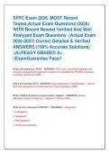 SFPC Exam 2026  MOST Recent  Tested&comma;Actual Exam Questions &lpar;2026&rpar;  WITH Recent Newest Verified And Well  Analyzed Exam Questions  &lpar;Actual Exam  2026-2027&rpar; Correct Detailed & Verified  ANSWERS &lpar;100&percnt; Accurate Solutions&rpar;  &vert;&vert;ALREADY GRADED A&plus;  &vert;&vert;Exam Guarantee
