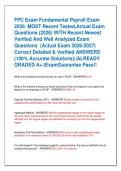 FPC Exam Fundamental Payroll Exam  2026  MOST Recent Tested&comma;Actual Exam  Questions &lpar;2026&rpar; WITH Recent Newest  Verified And Well Analyzed Exam  Questions  &lpar;Actual Exam 2026-2027&rpar;  Correct Detailed & Verified ANSWERS  &lpar;100&percnt; Accurate Solutions&rpar;&vert;&vert;ALREADY  GRA