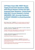 CVP Basic Exam 2026  MOST Recent  Tested&comma;Actual Exam Questions &lpar;2026&rpar;  WITH Recent Newest Verified And Well  Analyzed Exam Questions  &lpar;Actual Exam  2026-2027&rpar; Correct Detailed & Verified  ANSWERS &lpar;100&percnt; Accurate Solutions&rpar;  ALREADY GRADED A&plus;&vert;&vert;ExamGuarantee