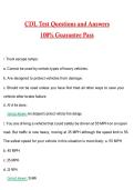 CDL Test 2026 &vert; Complete Questions and Guide Answers&comma; 100&percnt; Verified Graded A&plus;