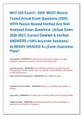 MGT 420 Exam1 2026  MOST Recent   Tested&comma;Actual Exam Questions &lpar;2026&rpar;   WITH Recent Newest Verified And Well   Analyzed Exam Questions  &lpar;Actual Exam   2026-2027&rpar; Correct Detailed & Verified   ANSWERS &lpar;100&percnt; Accurate Solutions&rpar;   ALREADY GRA