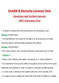 CLASS D Security License Test 2026 &vert; Complete Questions and Guide Answers&comma; 100&percnt; Verified Graded A&plus;