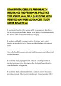 UTAH PRODUCER LIFE AND HEALTH INSURANCE PROFESSIONAL PRACTICE TEST SCRIPT 2026 FULL QUESTIONS WITH VERIFIED ANSWERS ADVANCED STUDY GUIDE GRADED A&plus;