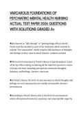 VARCAROLIS FOUNDATIONS OF PSYCHIATRIC-MENTAL HEALTH NURSING ACTUAL TEST PAPER 2026 QUESTIONS WITH SOLUTIONS GRADED A&plus;