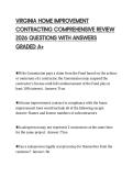VIRGINIA HOME IMPROVEMENT CONTRACTING COMPREHENSIVE REVIEW 2026 QUESTIONS WITH ANSWERS GRADED A&plus;