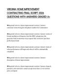 VIRGINIA HOME IMPROVEMENT CONTRACTING FINAL SCRIPT 2026 QUESTIONS WITH ANSWERS GRADED A&plus;