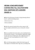 VIRGINIA HOME IMPROVEMENT CONTRACTING FULL SOLUTION PAPER 2026 QUESTIONS WITH ANSWERS GRADED A&plus;