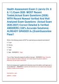 Health Assessment Exam 2 &lpar;Jarvis Ch&period; 8  & 11&rpar; Exam 2026  MOST Recent  Tested&comma;Actual Exam Questions &lpar;2026&rpar;  WITH Recent Newest Verified And Well  Analyzed Exam Questions  &lpar;Actual Exam  2026-2027&rpar; Correct Detailed & Verified  ANSWERS &lpar;100&percnt; Accurate Solution