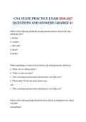 CNA STATE PRACTICE EXAM 2026-2027 QUESTIONS AND ANSWERS GRADED A&plus;