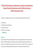 CWEA Wastewater Laboratory Analyst Certification Exam 2026 &vert; Complete Practice Questions and Guide Answers&comma; 100&percnt; Verified Graded A&plus;