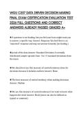 WGU C207 DATA DRIVEN DECISION MAKING FINAL EXAM CERTIFICATION EVALUATION TEST 2026 FULL QUESTIONS AND CORRECT ANSWERS ALREADY PASSED GRADED A&plus;