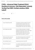CWEA - Advanced Water Treatment EXAM Questions & Answers&comma; Well Elaborated &vert; Already Verified Test &vert;100&percnt; Verified solutions &vert;2026 Latest&excl;&excl;