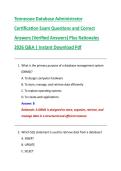 Tennessee Database Administrator  Certification Exam Questions and Correct  Answers &lpar;Verified Answers&rpar; Plus Rationales  2026 Q&A &vert; Instant Download Pdf
