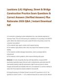 Louisiana &lpar;LA&rpar; Highway&comma; Street & Bridge Construction Practice Exam Questions & Correct Answers &lpar;Verified Answers&rpar; Plus Rationales 2026 Q&A &vert; Instant Download Pdf