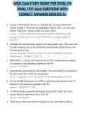 WGU C268 STUDY GUIDE FOR EXCEL PA FINAL TEST 2026 QUESTIONS WITH CORRECT ANSWERS GRADED A&plus;