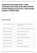 Mechanical Technologist Grade 1 CWEA Certification Exam Study Guide &lpar;2026&rpar; UPDATE Verified Questions And Answers &vert; Latest Already Graded A&plus; UPDATE &vert;2026