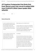 ATI Capstone Fundamentals Post-Study Quiz Exam &lpar;Recent exam&rpar; Fully solved & updated 2026 Most COMPLETE &lpar;2026&rpar; &lpar;Latest Update 2026&rpar; UPDATE&excl;&excl;