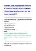 Tennessee Heavy Equipment Safety Inspector  Practice Exam Questions and Correct Answers  &lpar;Verified Answers&rpar; Plus Rationales 2026 Q&A &vert;  Instant Download Pdf