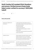 North Carolina SLP-Assistant EXAM Questions and Answers &lpar;Verified Answers&rpar; Study Guide &lpar;latest version verified for accuracy&rpar; &vert; 20252026 Latest&excl;&excl;