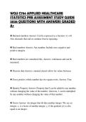 WGU C784 APPLIED HEALTHCARE STATISTICS PRE ASSESSMENT STUDY GUIDE 2026 QUESTIONS WITH ANSWERS GRADED A&plus;