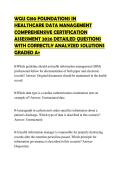 WGU C810 FOUNDATIONS IN HEALTHCARE DATA MANAGEMENT COMPREHENSIVE CERTIFICATION ASSESSMENT 2026 DETAILED QUESTIONS WITH CORRECTLY ANALYZED SOLUTIONS GRADED A&plus;